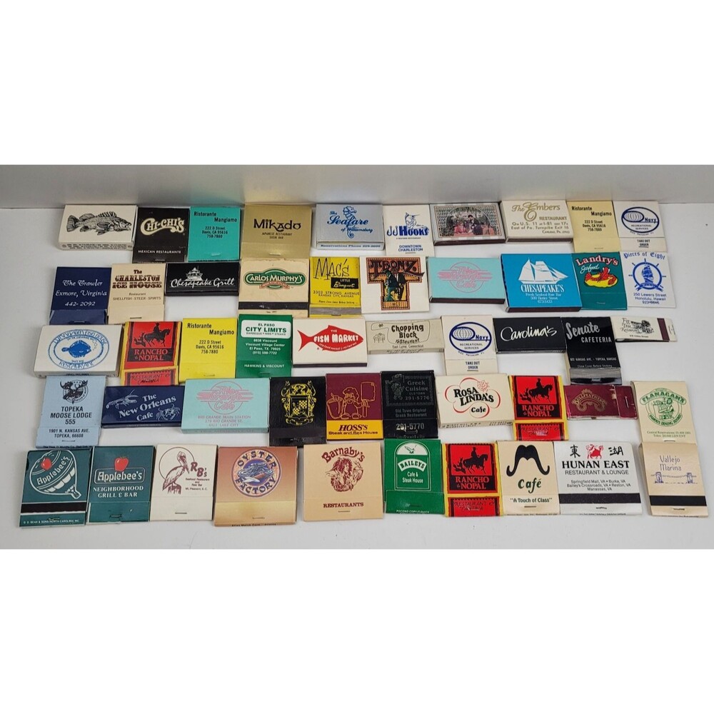 Vintage Matchbook Lot Of 50 Restaurants/Diners/Food 1950-1990+ R4